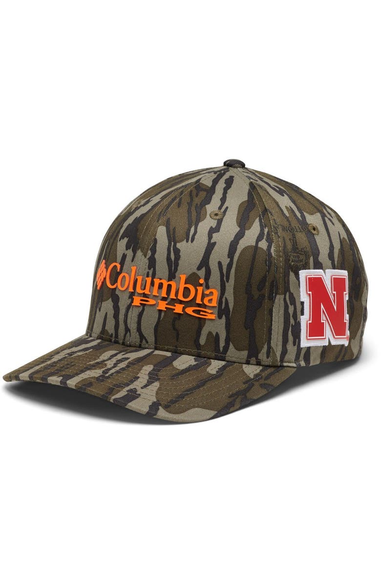 Columbia Men's Columbia Mossy Oak Camo Nebraska Huskers Bottomland Flex Hat, Main, color, Camo