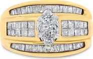 Haus of Brilliance 14K Yellow Gold 1 1/2 Cttw Pie, Princess and Baguette-cut Diamond Marquise Shaped Engagement Cocktail Ring Band