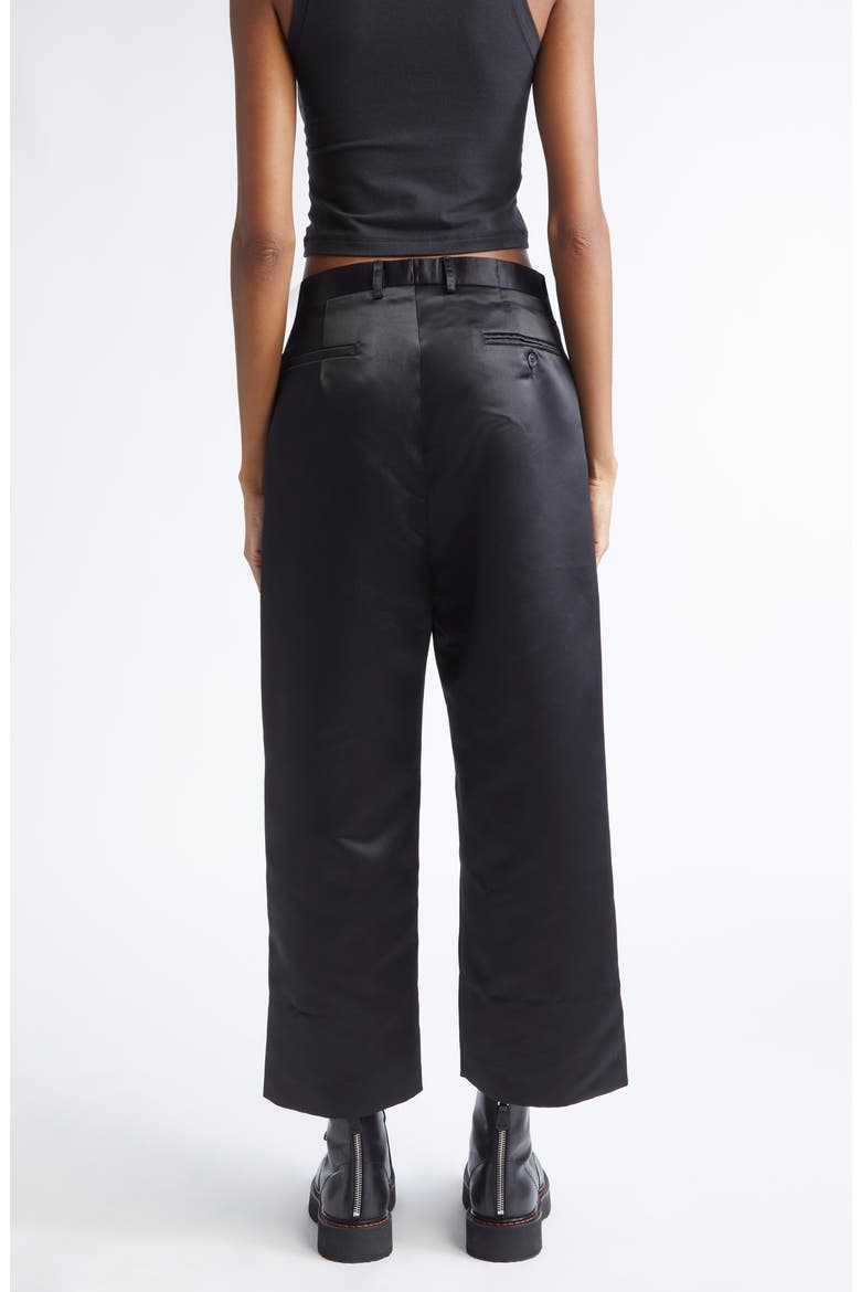 Relaxed Pleated Crop Trousers, Alternate, color, BLACK