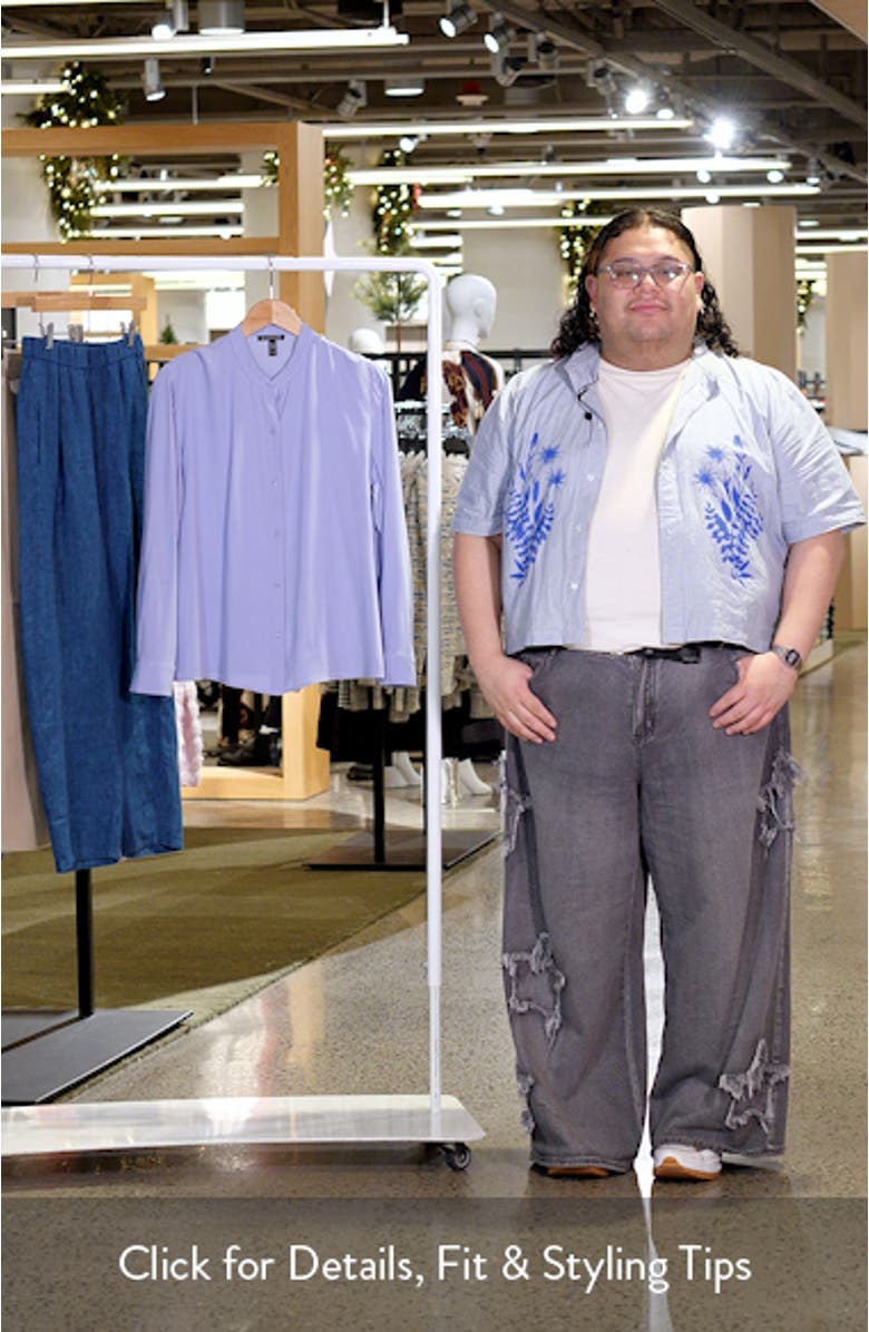 Mandarin Collar Silk Button-Up Shirt, sales video thumbnail