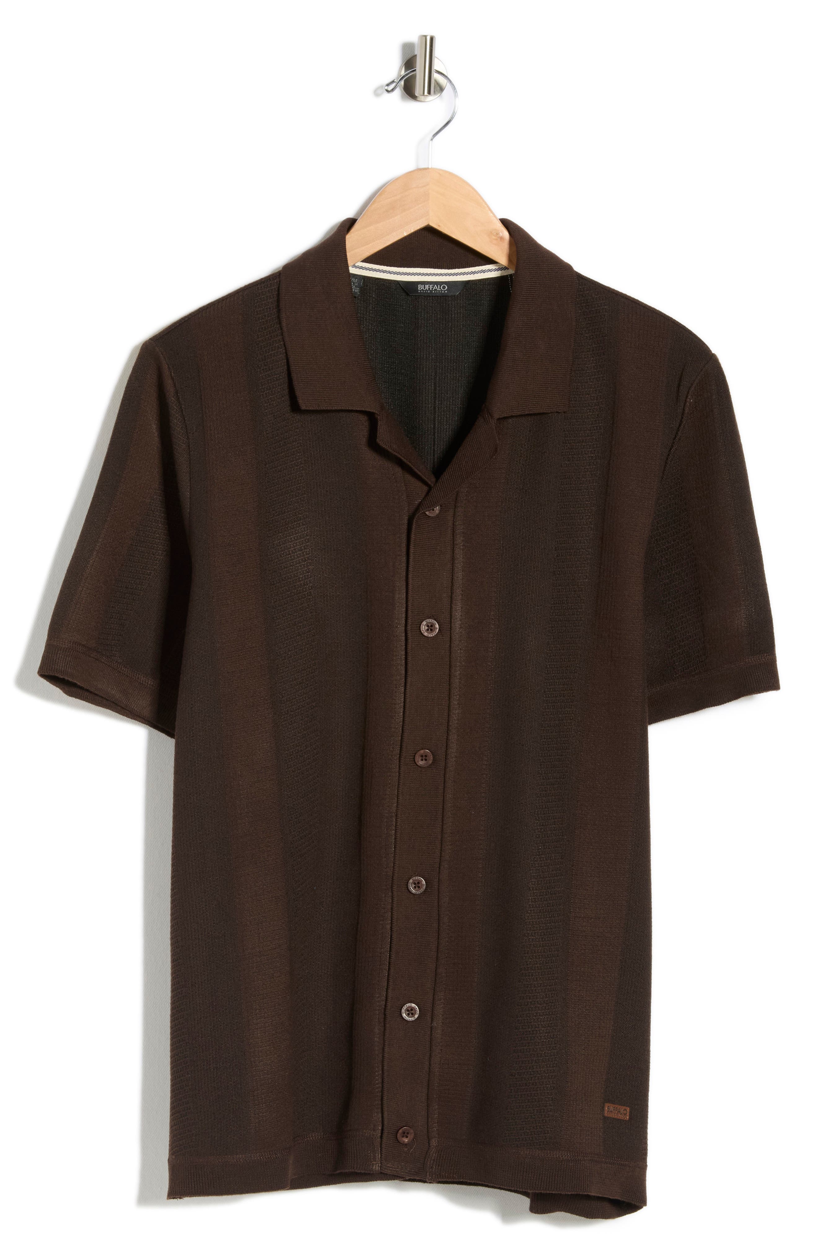 Buffalo Jeans Wotison Short Sleeve Knit Button-Up Shirt