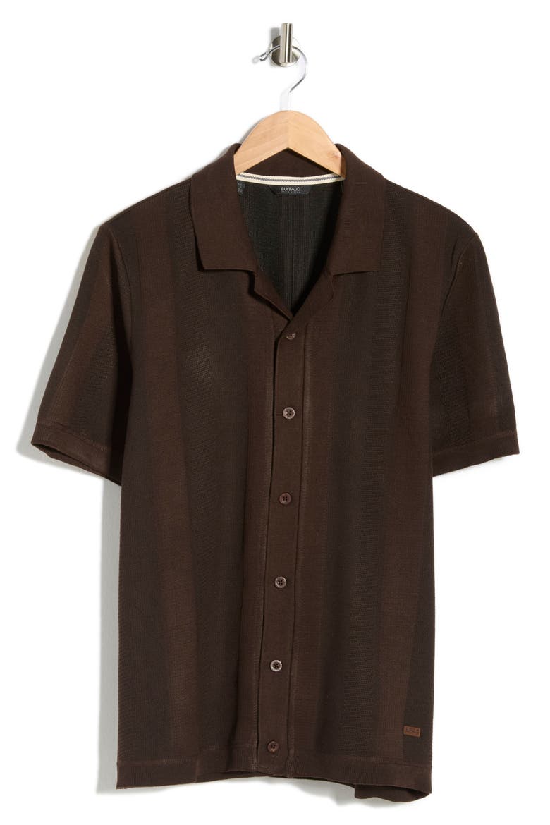 Wotison Short Sleeve Knit Button-Up Shirt, Alternate, color, BRACKEN MIX