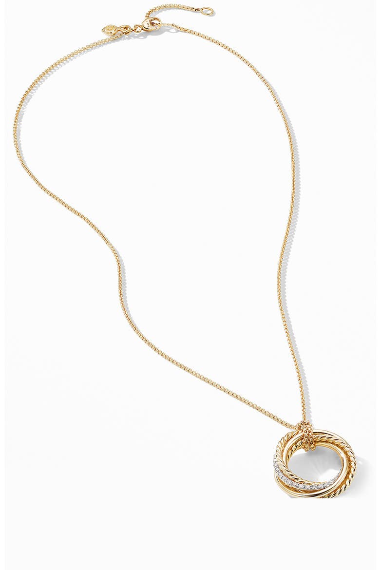 Crossover Pendant Necklace in 18K Yellow Gold with Diamonds, Alternate, color, GOLD/ DIAMOND
