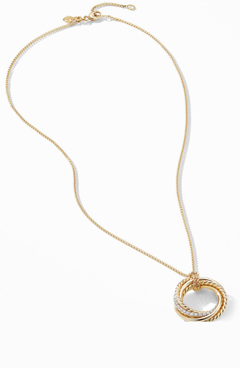 David Yurman Crossover Pendant Necklace in 18K Yellow Gold with Diamonds, Alternate, color, 