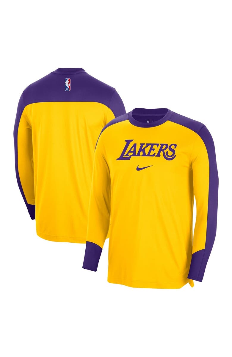 Nike Men's Nike Gold Los Angeles Lakers 2024/25 Authentic Pre-Game Legend Long Sleeve Shooting Shirt, Main, color, Gold