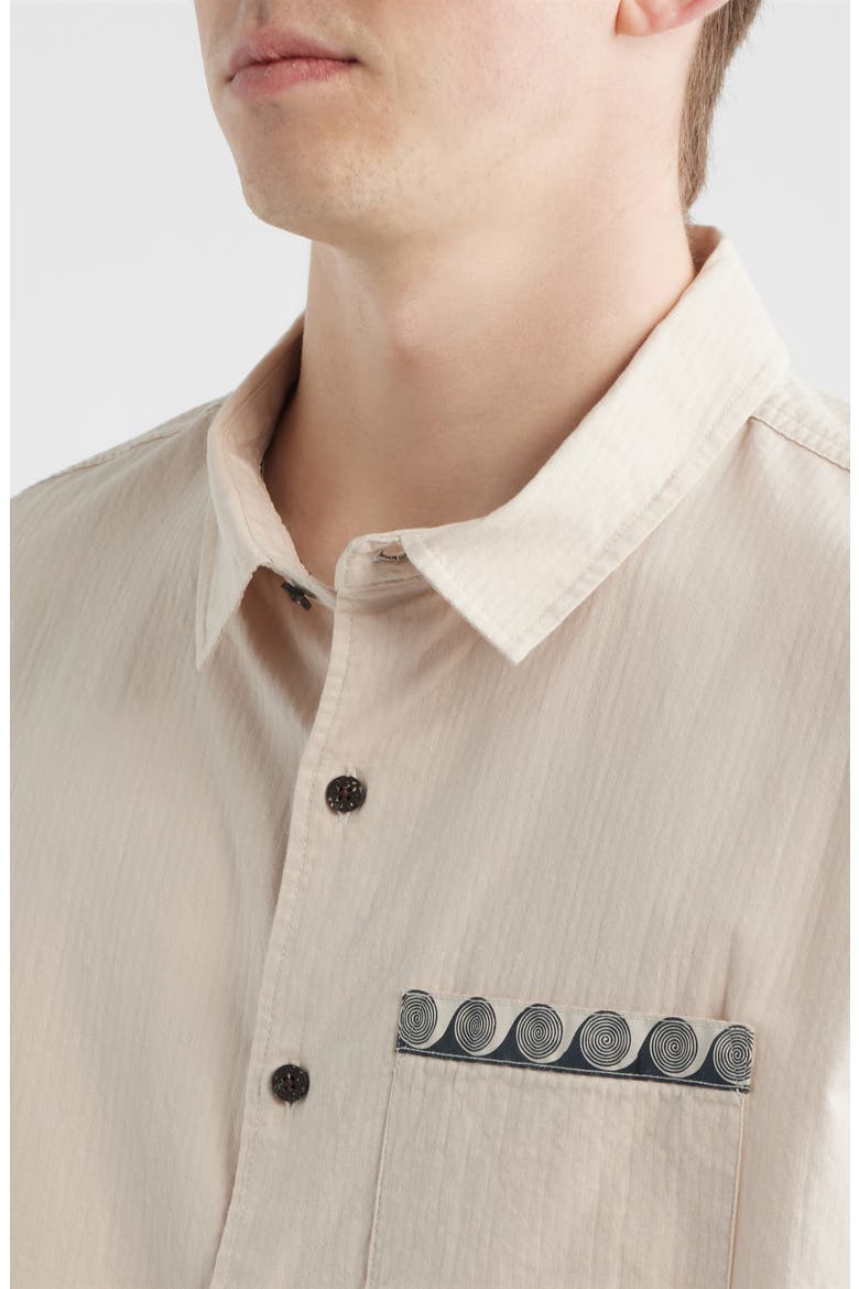Short Sleeve Cotton Seersucker Button-Up Shirt, Alternate, color, VINTAGE WHITE