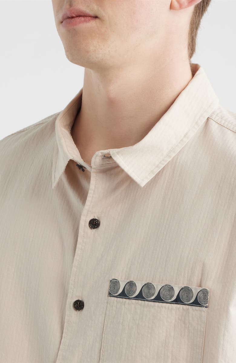 Rip Curl Short Sleeve Cotton Seersucker Button-Up Shirt, Alternate, color, Vintage White