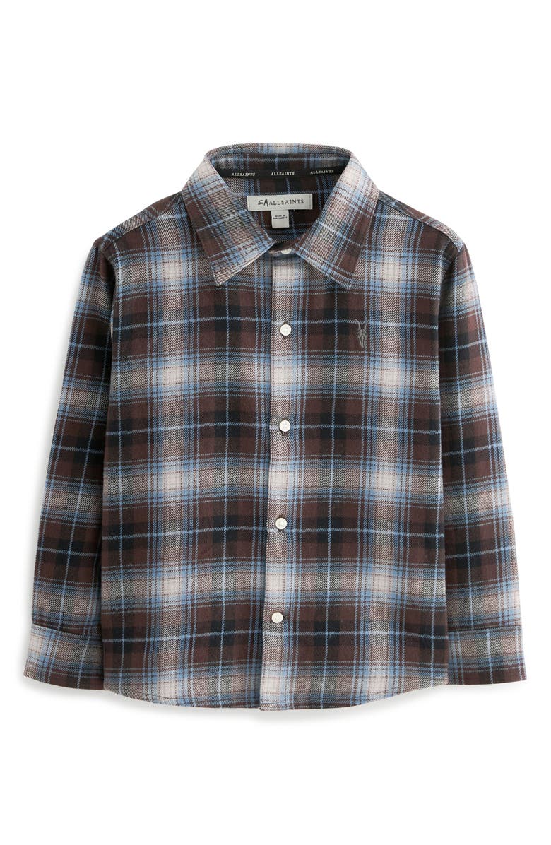 smALLSAINTS by ALLSAINTS Kids' Plaid Long Sleeve Cotton Flannel Button-Up Shirt, Main, color, 