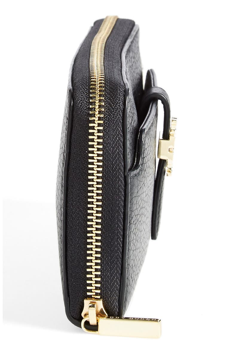 'Plaque' Zip Continental Wallet, Alternate, color, BLACK