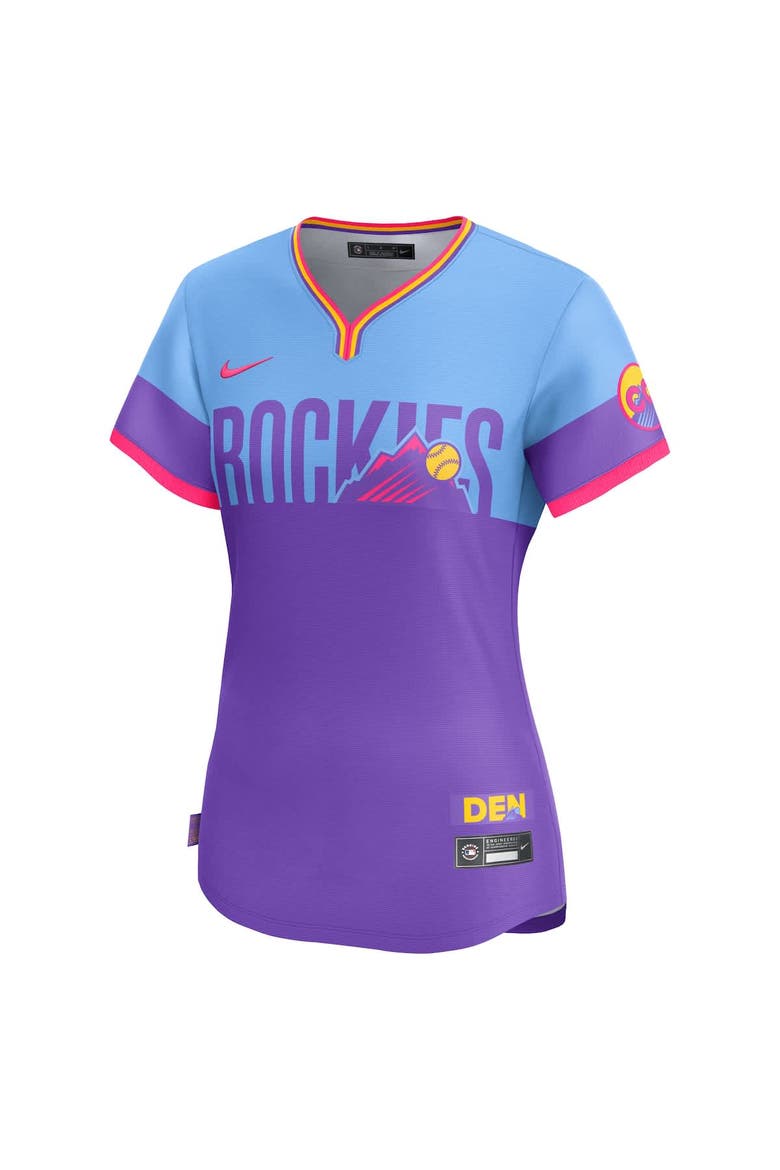 Women's Nike  Purple/Light Blue Colorado Rockies 2025 City Connect Limited Jersey, Alternate, color, Purple