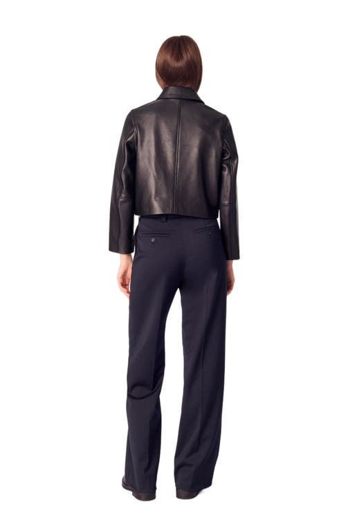 Maje Suit Trousers With Pintucks In Navy