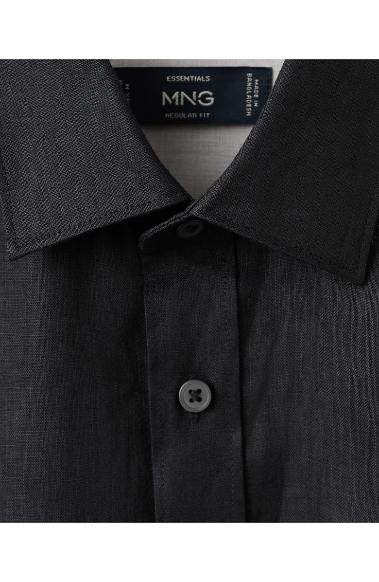 MANGO x Casper Ruud Regular Fit Linen Button-Up Shirt, Alternate, color, Black