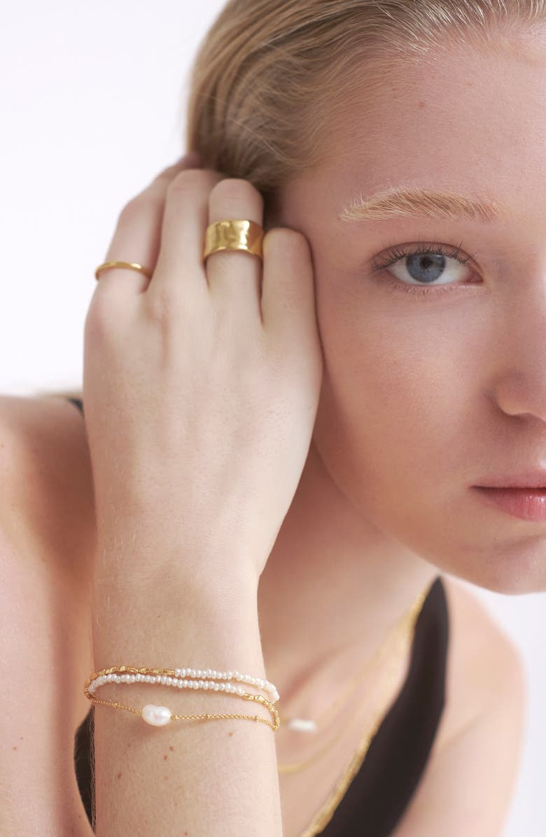 Monica Vinader Nura Cultured Pearl Bracelet, Alternate, color, 18Ct Gold Vermeil/ Ss