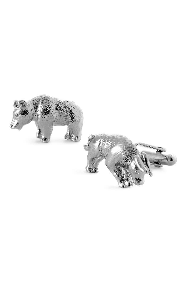 David Donahue 'Bull & Bear' Cuff Links, Main, color, Silver