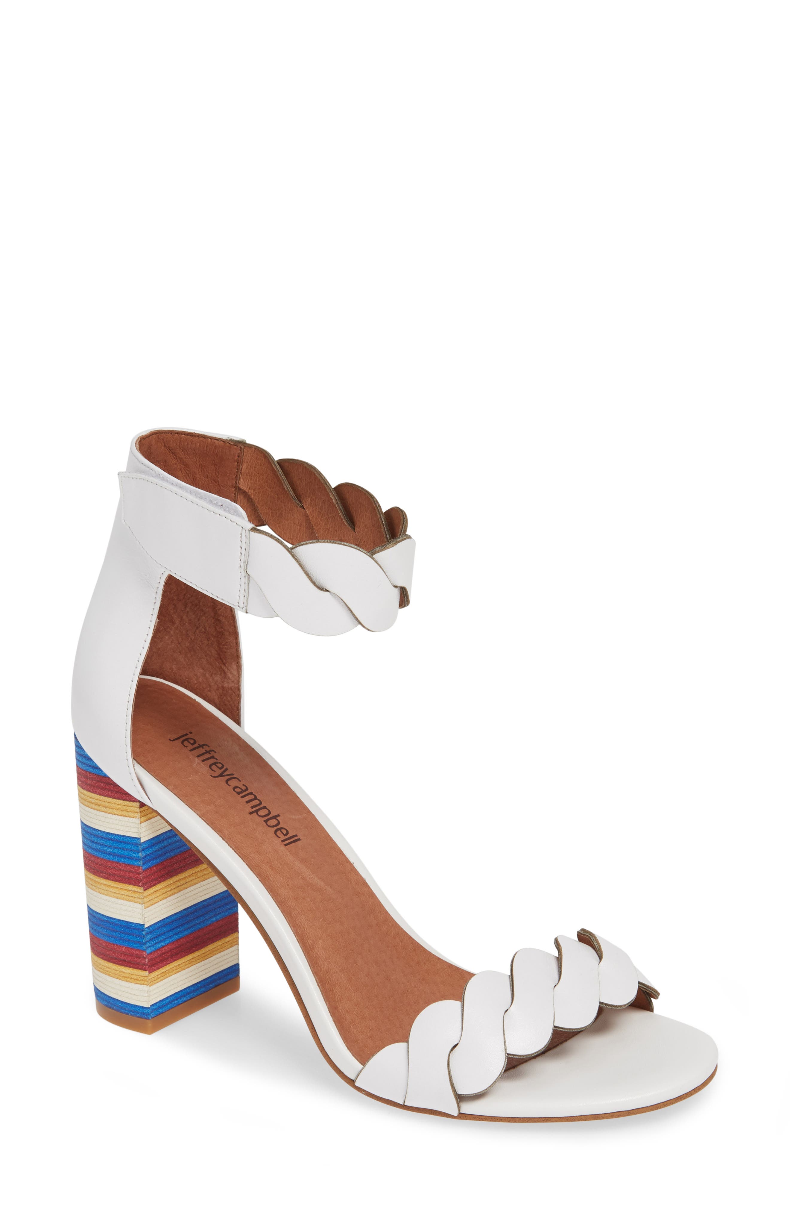 Ankle Strap Sandal, Main, color, WHITE/ BLUE STRIPE