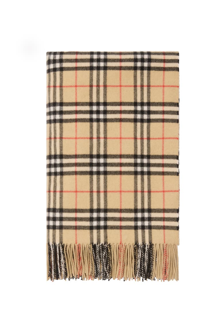 Check Cashmere Blanket, Main, color, Sand beige