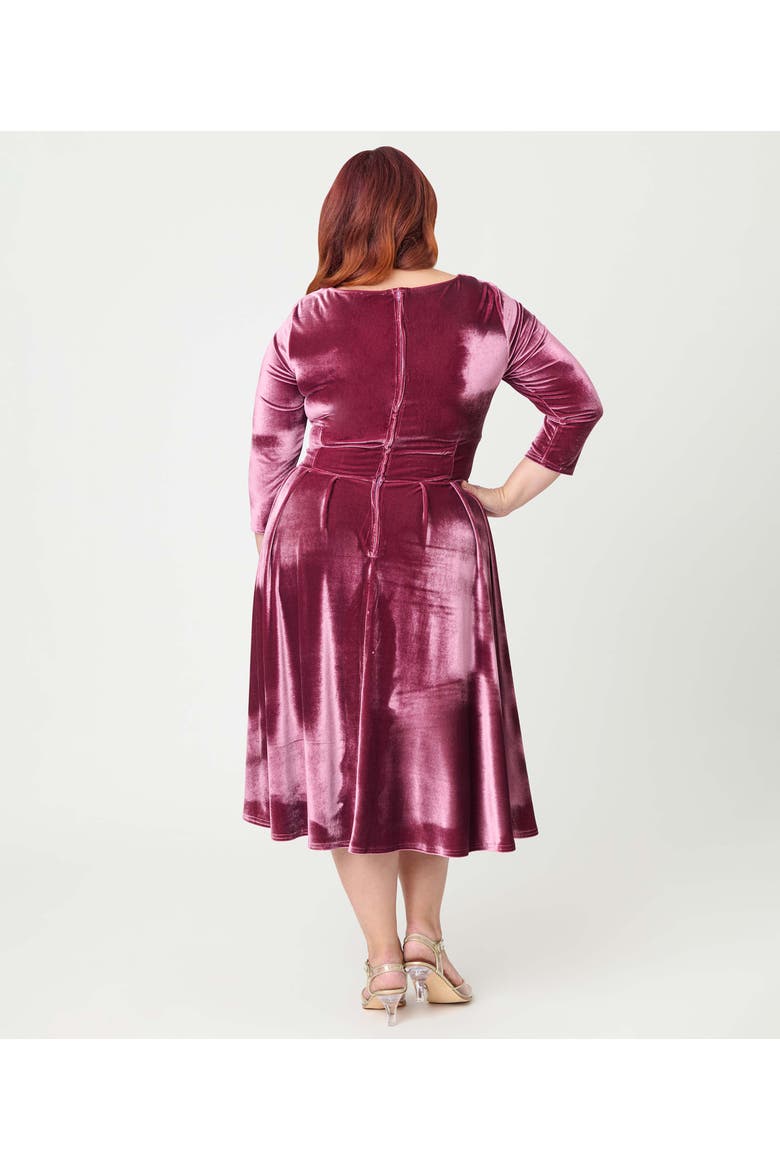 Plus Size 1950s Front Twist Swing Dress, Alternate, color, Mauve Pink