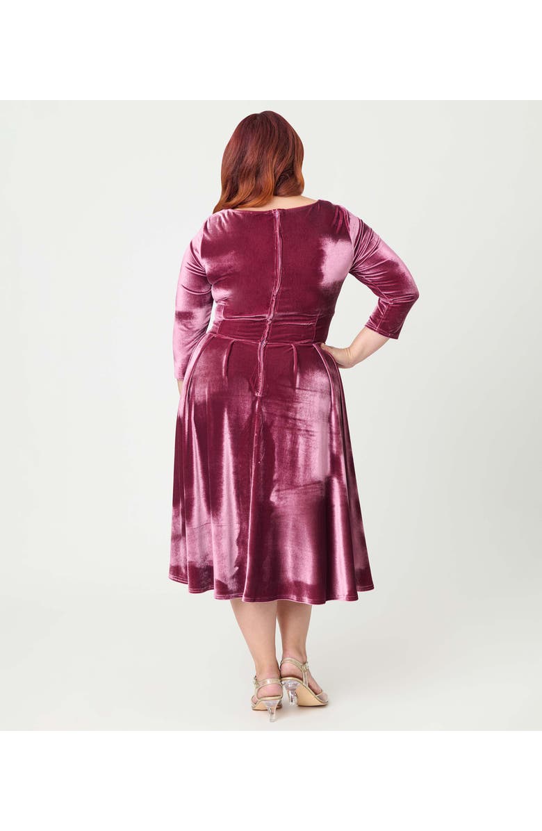 Unique Vintage Plus Size 1950s Front Twist Swing Dress, Alternate, color, Mauve Pink