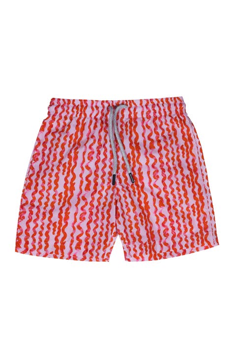Kids' Wavy Stripes Quick-Dry Swim Trunks