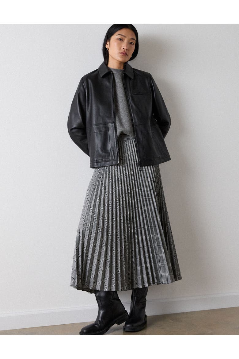 Check Pleated Midi Skirt, Main, color, Grey/Multi