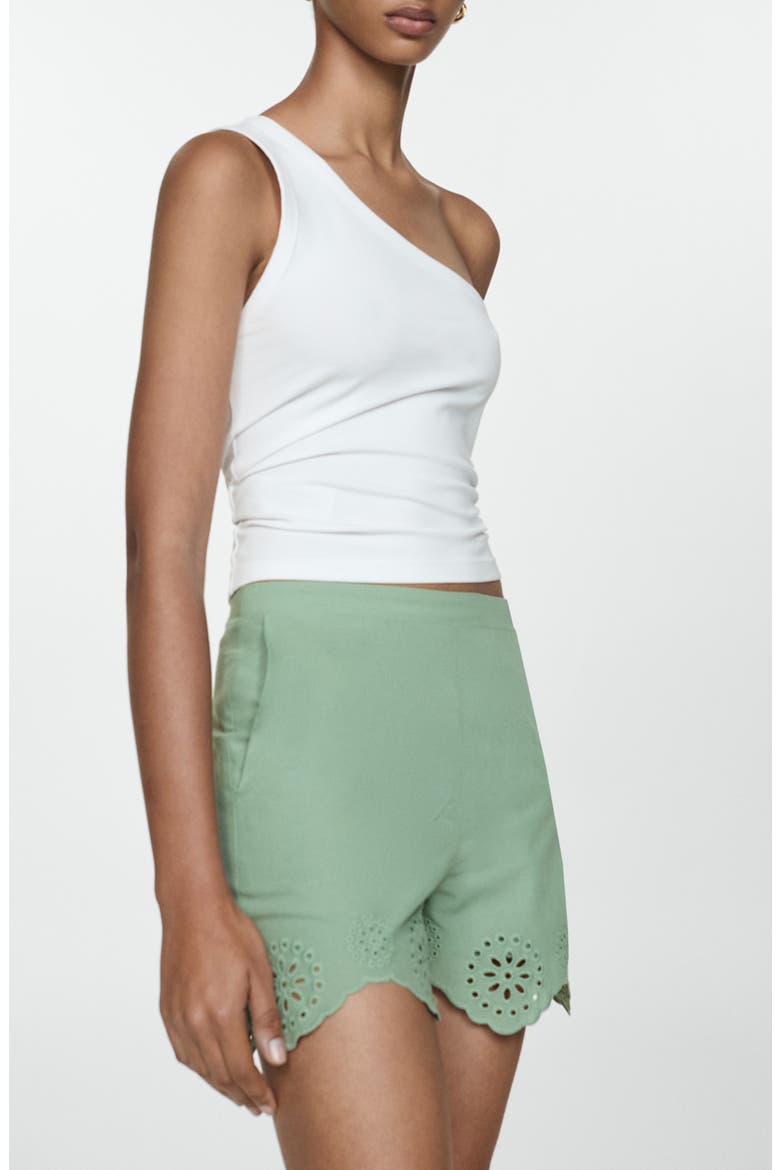 Cotton Eyelet Shorts, Alternate, color, GREEN