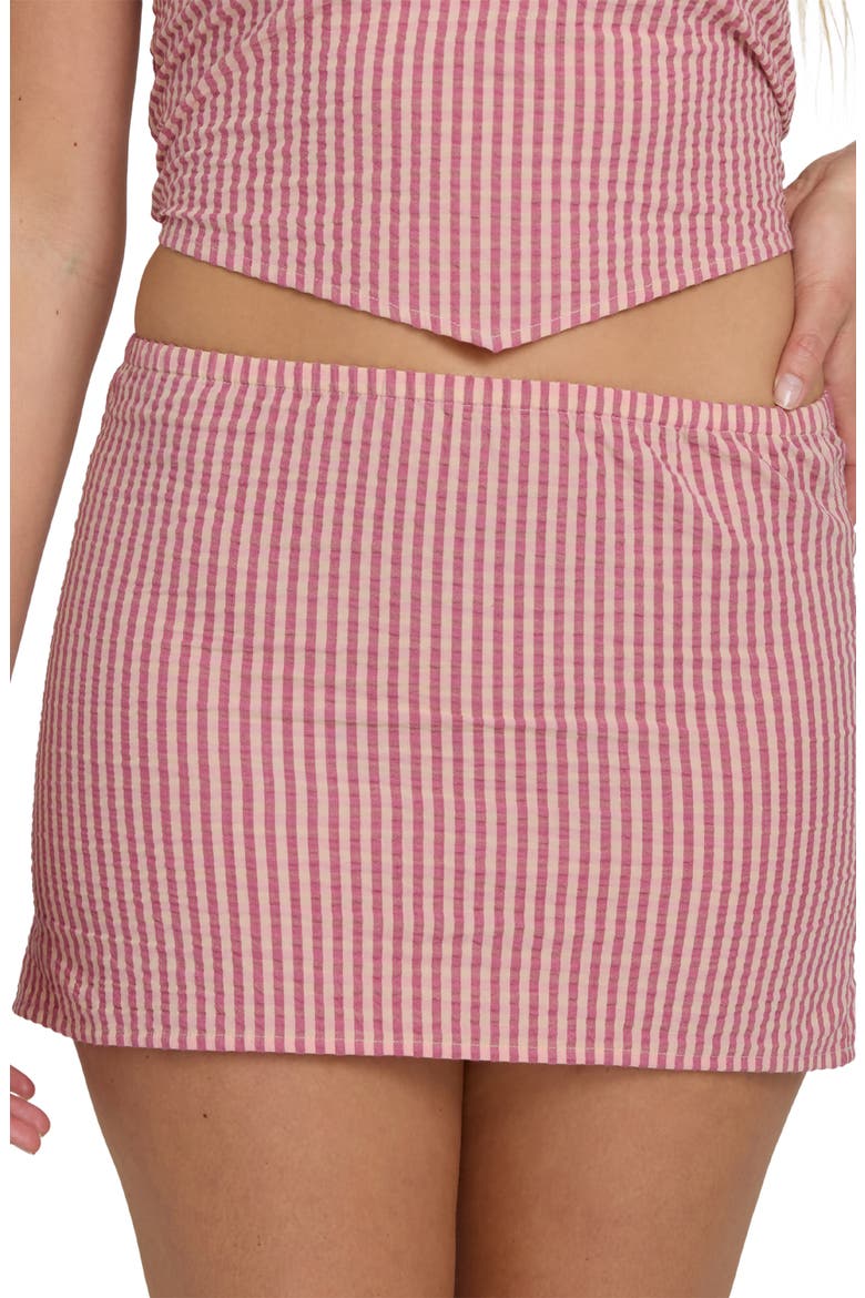 So Stripe Cotton Micro Miniskirt, Alternate, color, PINK SUNSET