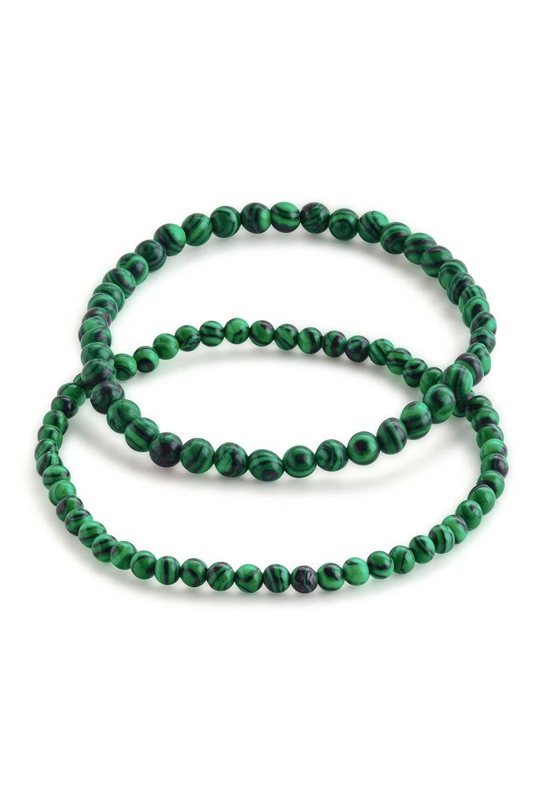 Stone 2-Pack Beaded Stretch Bracelets, Main, color, MALACHITE