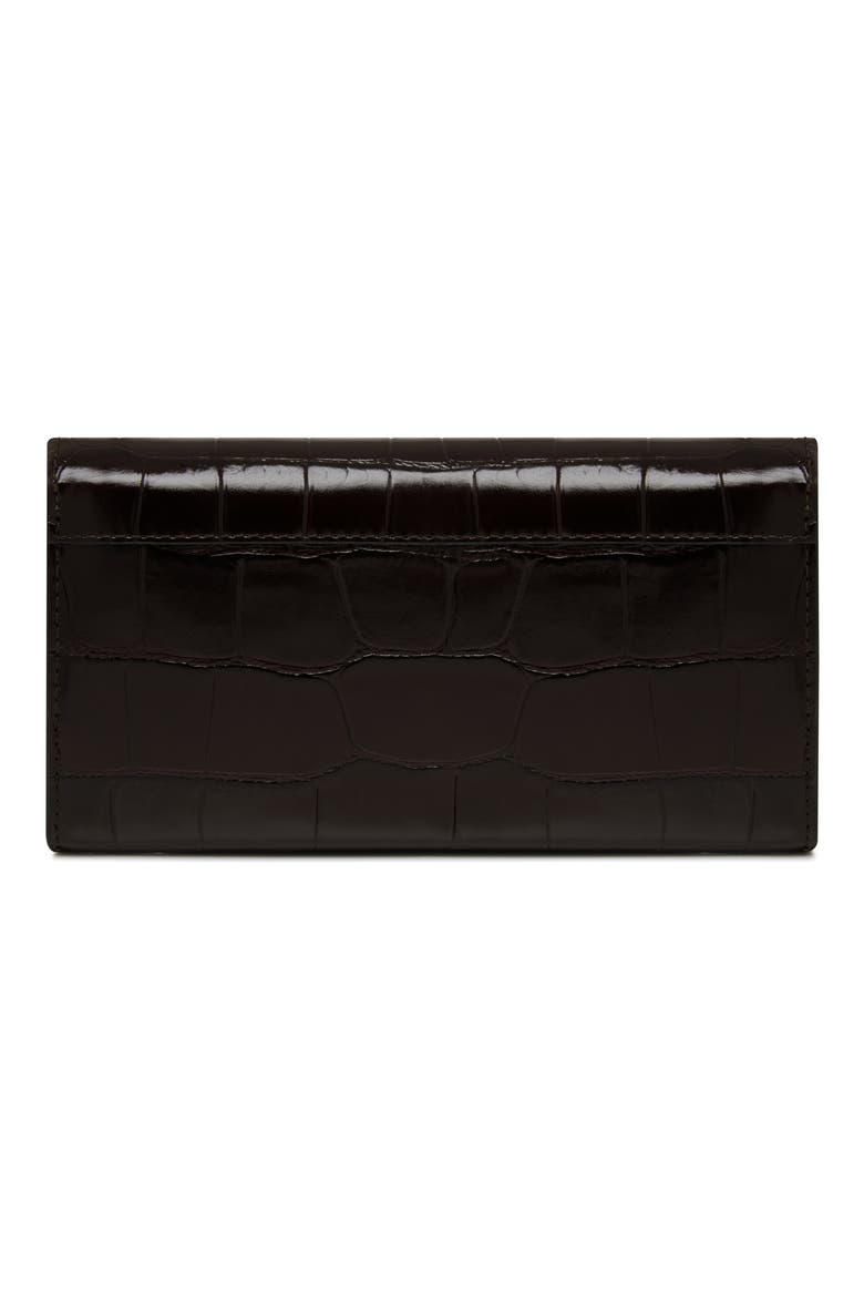 Large Multrees Croc Embossed Leather Wallet on a Chain, Alternate, color, MAHOGANY/ BLACK