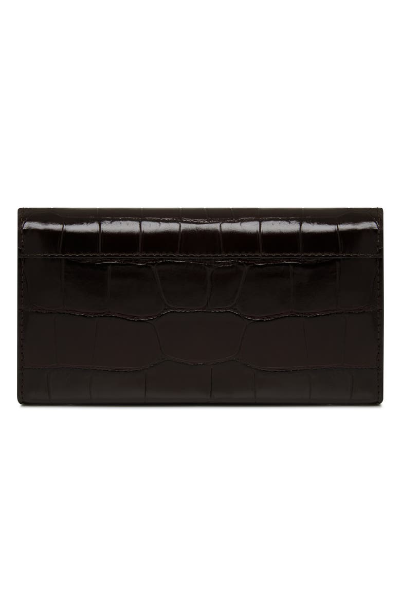 Strathberry Large Multrees Croc Embossed Leather Wallet on a Chain, Alternate, color, Mahogany/ Black