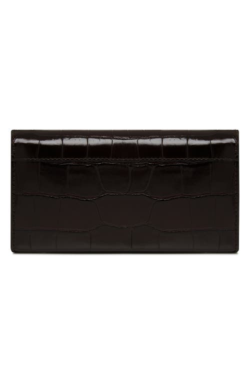 Strathberry Large Multrees Croc Embossed Leather Wallet On A Chain In Black