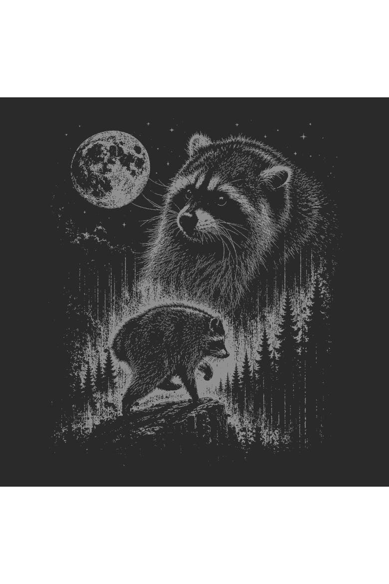 Men's Jimothy the Raccoon Forest Moon Short Sleeve T-Shirt, Alternate, color, Charcoal