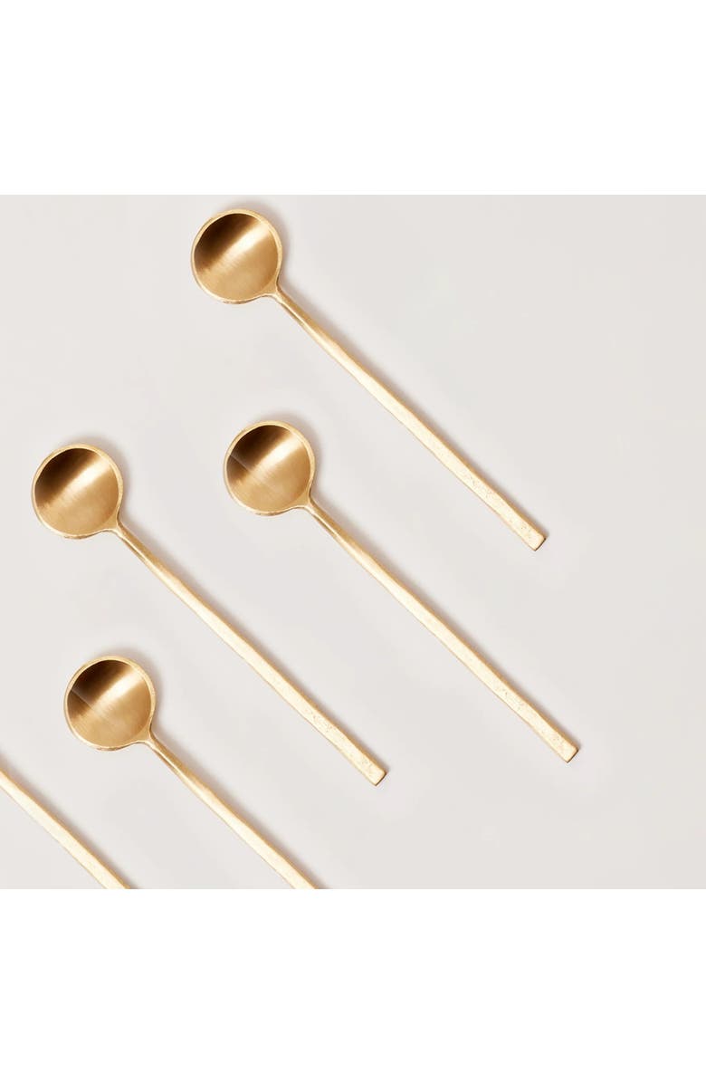 Fleck Wabi Dessert Spoons - Set of 4, Main, color, Brass