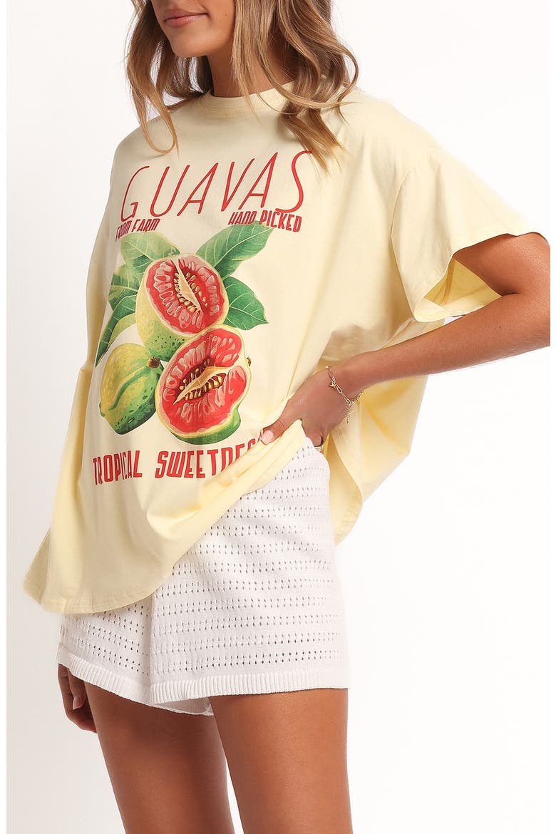 Guavas Oversize Cotton Graphic T-Shirt, Alternate, color, PALE YELLOW