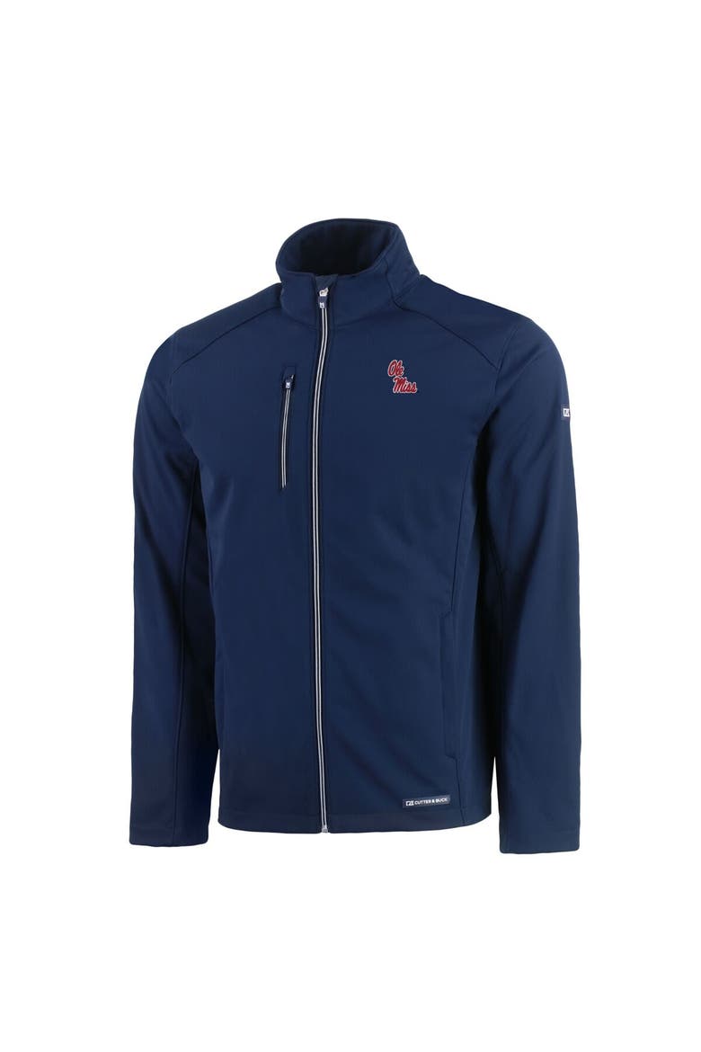 Men's Cutter & Buck  Navy Ole Miss Rebels Evoke Eco Softshell Recycled Full-Zip Jacket, Alternate, color, Navy