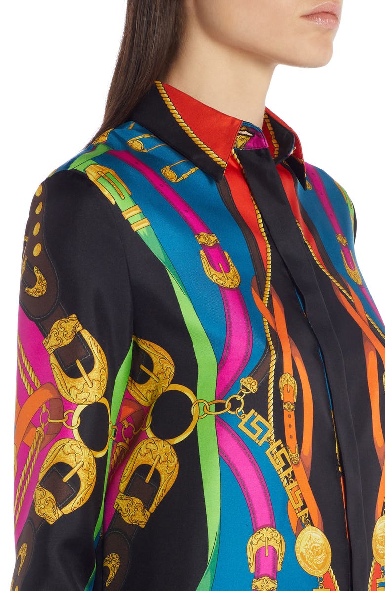Versace Barocco Rodeo Print Silk Shirt, Alternate, color, 
