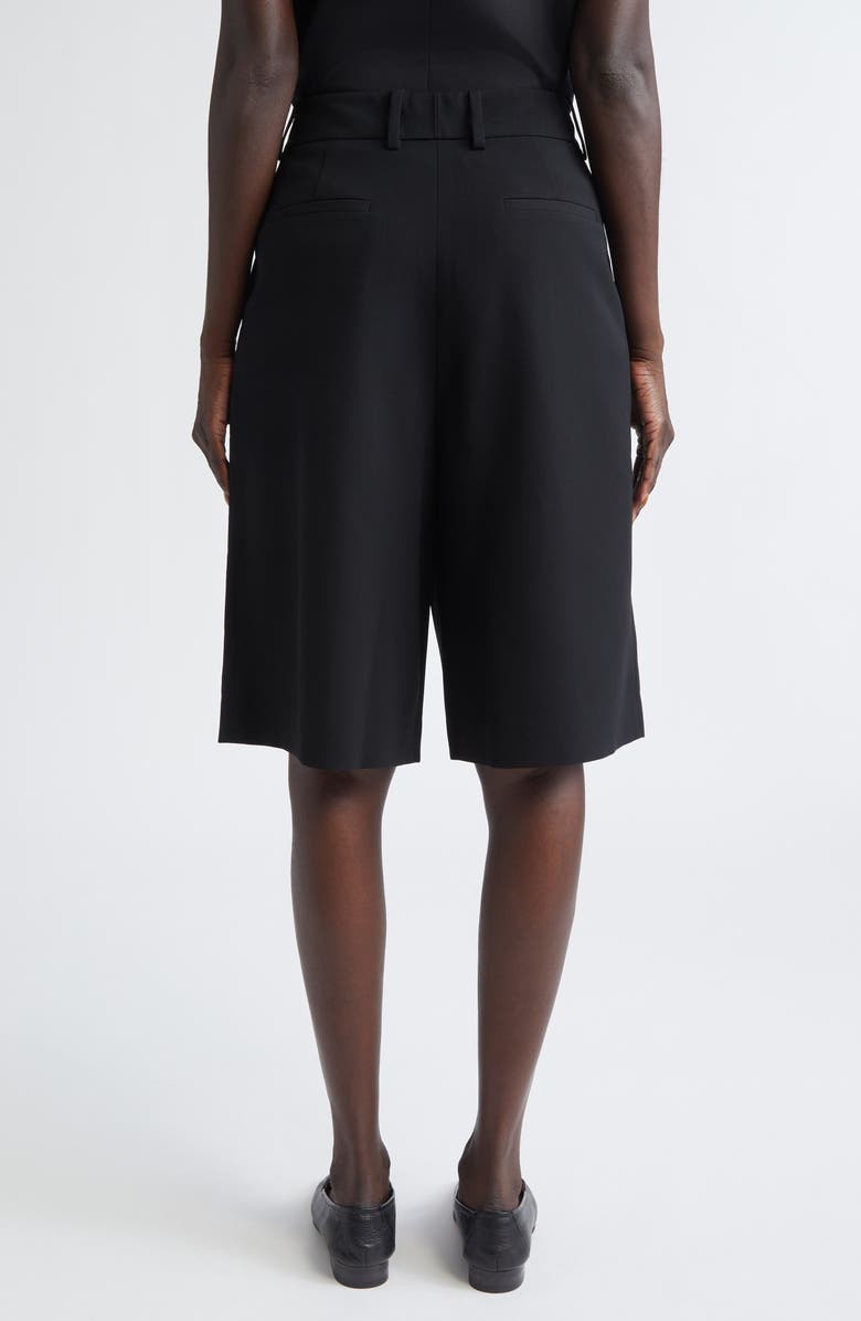 Lafayette 148 New York Sutton Pleated Finesse Crepe Wide Leg Shorts, Alternate, color, Black