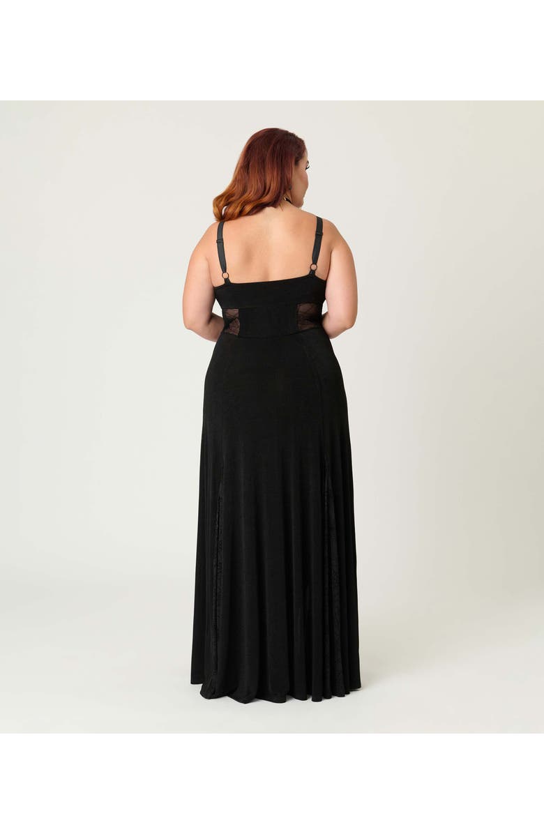 Unique Vintage Plus Size Sheer Spiderweb Godet Maxi Dress, Alternate, color, Black