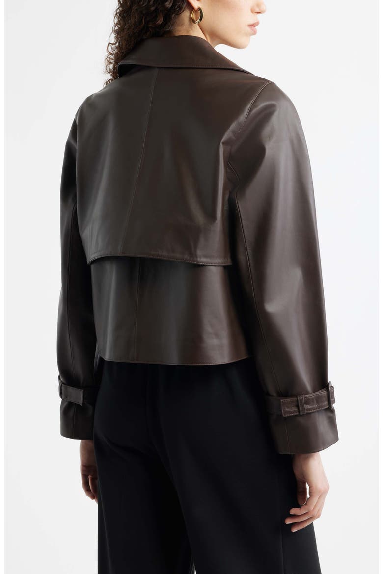 Crop Leather Trench Coat, Alternate, color, BROWN COFFEE