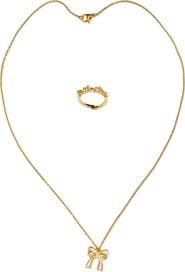 Iscream Beautiful Bows Ring & Necklace Set