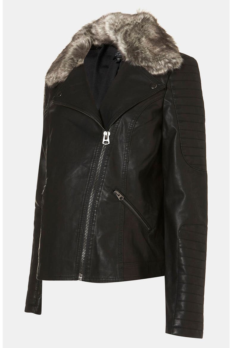 'Maddox' Faux Leather Maternity Jacket, Alternate, color, BLACK
