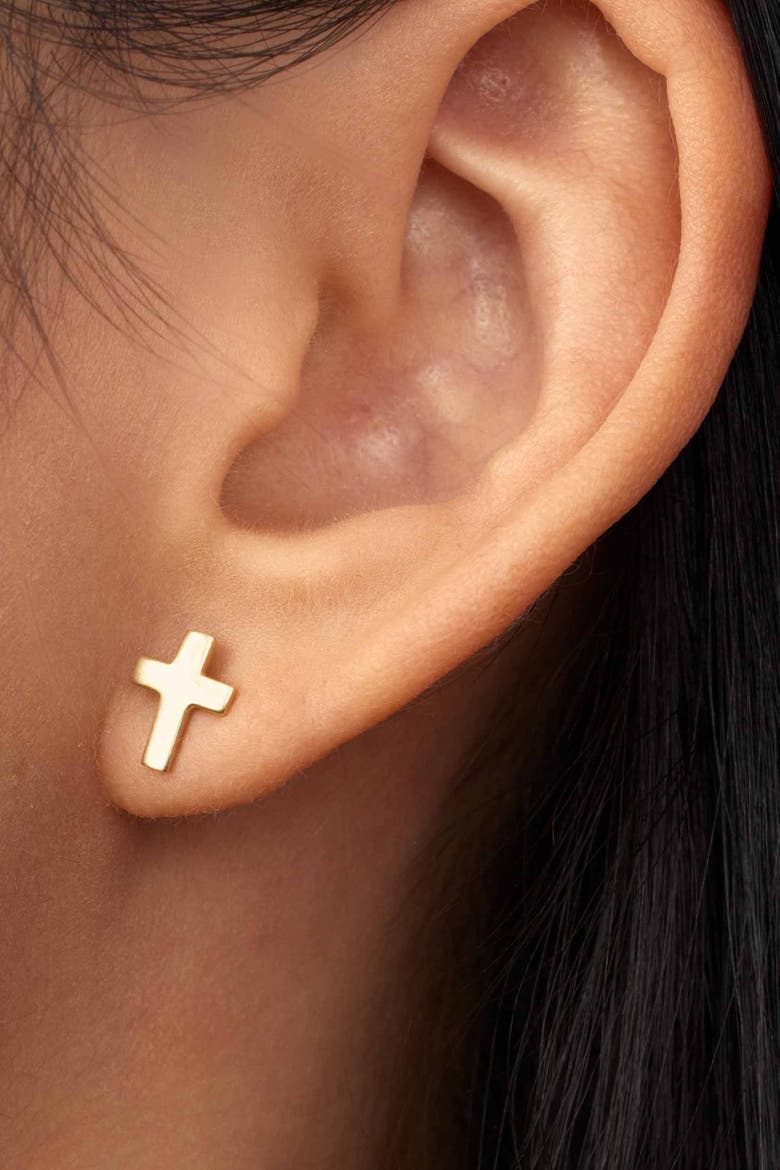 14K Yellow Gold Cross Roads Studs, Alternate, color, Yellow Gold