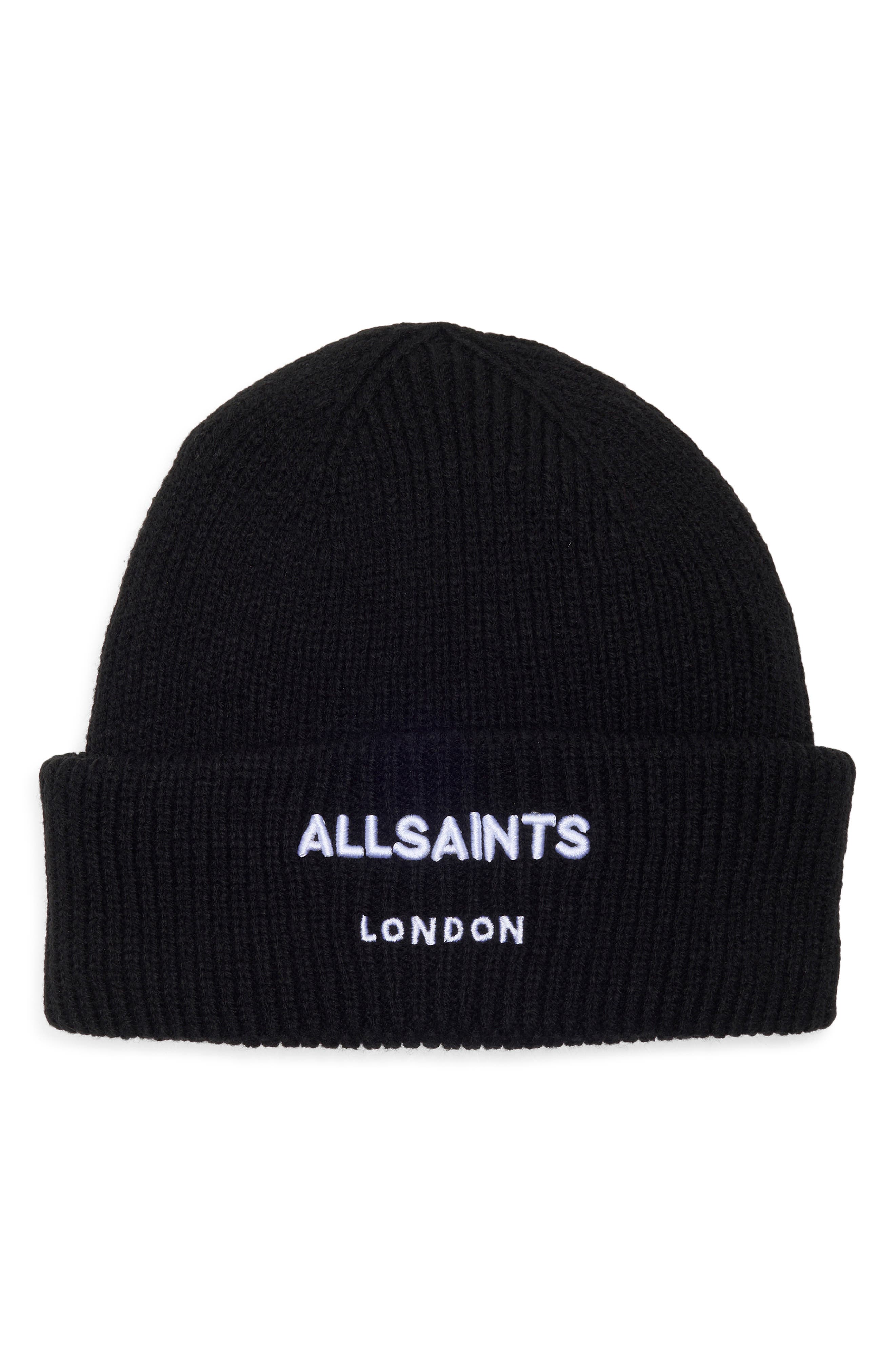 AllSaints Embroidered Logo Cuffed Beanie