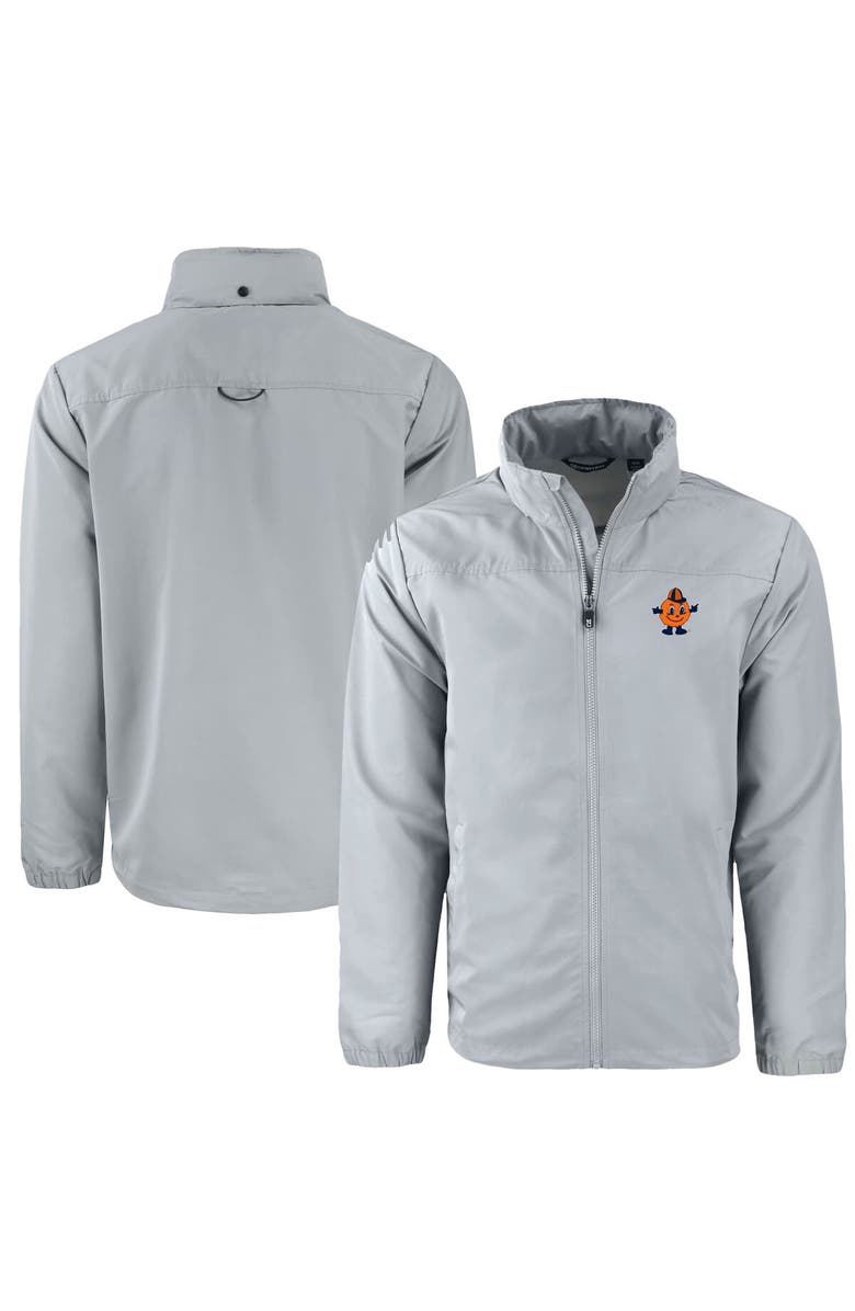 Cutter & Buck Men's Cutter & Buck  Gray Syracuse Orange Vault Charter Eco Recycled Full-Zip Jacket, Alternate, color, 