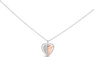 Haus of Brilliance 10K Rose Gold Plated Sterling Silver 1/5 Cttw Diamond Two-Tone Heart Pendant Necklace