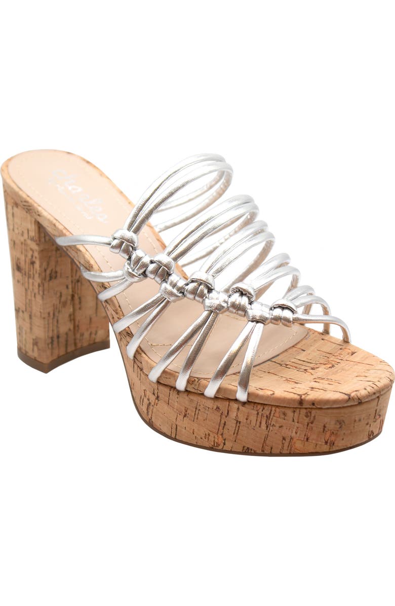 Charles David Meadow Platform Sandal, Main, color, Silver-Mt