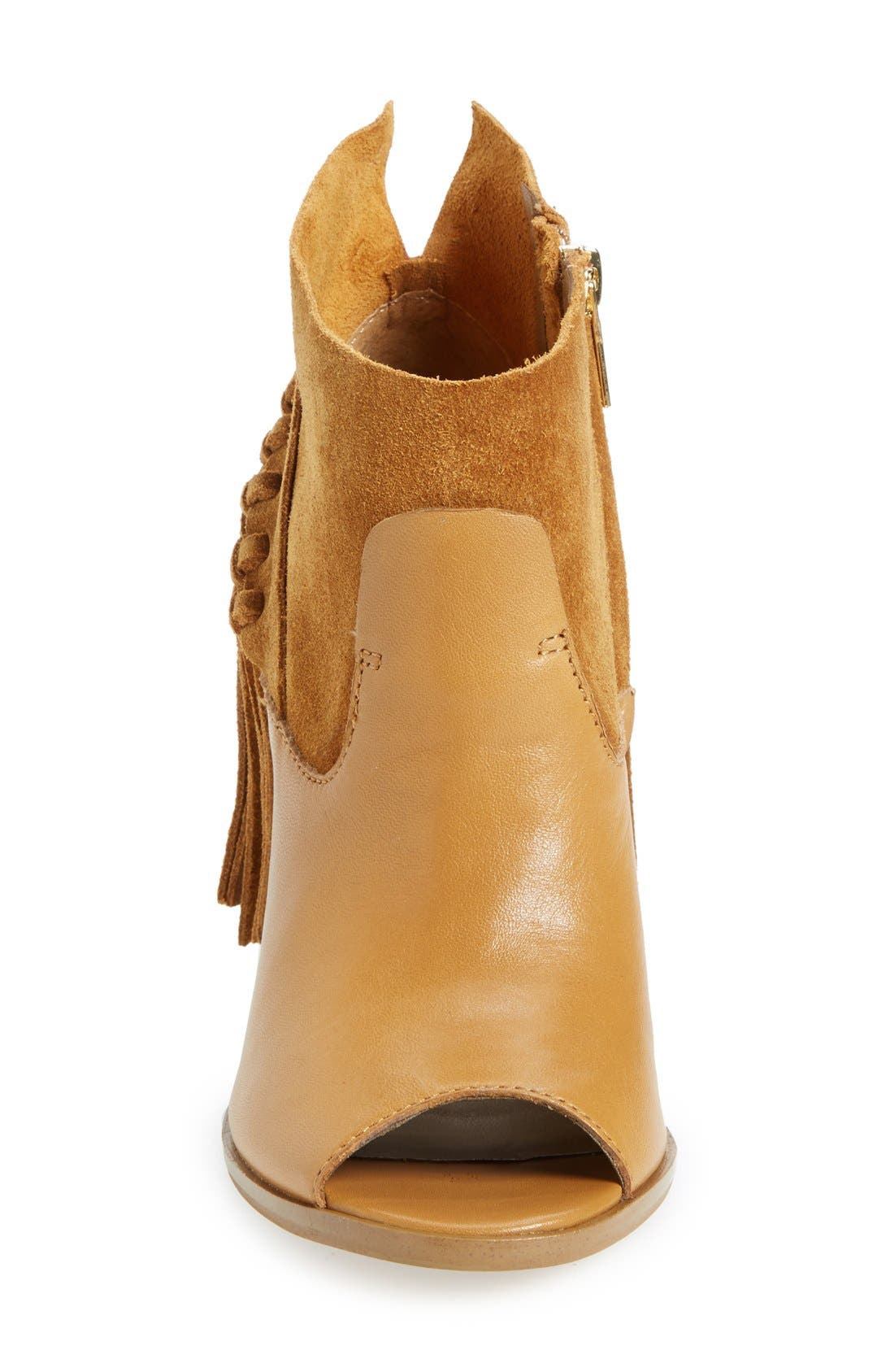 'Onita' Fringe Peep Toe Bootie, Alternate, color, COGNAC SUEDE