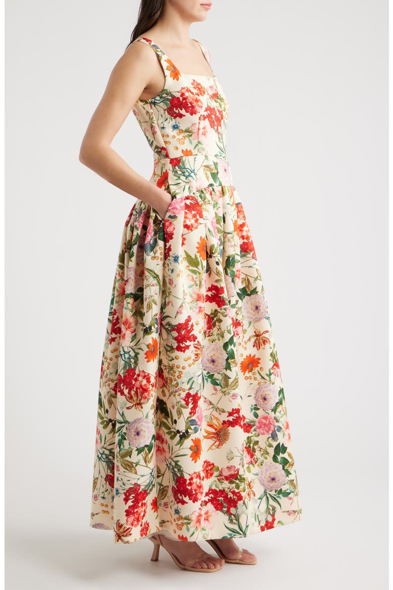 Floral A-Line Gown, Alternate, color, IVORY MULTI