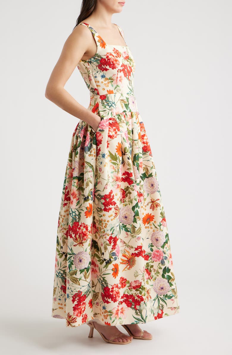 Julia Jordan Floral A-Line Gown, Alternate, color, Ivory Multi