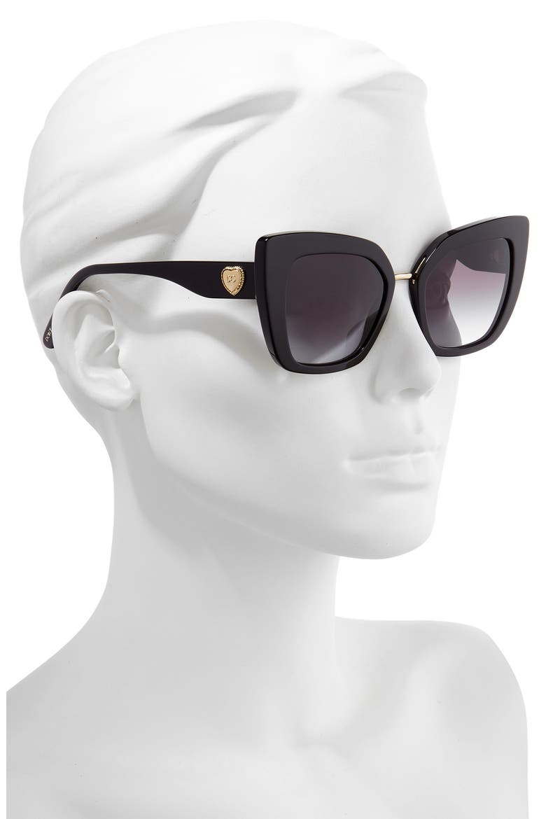 52mm Cat Eye Sunglasses, Alternate, color, BLACK