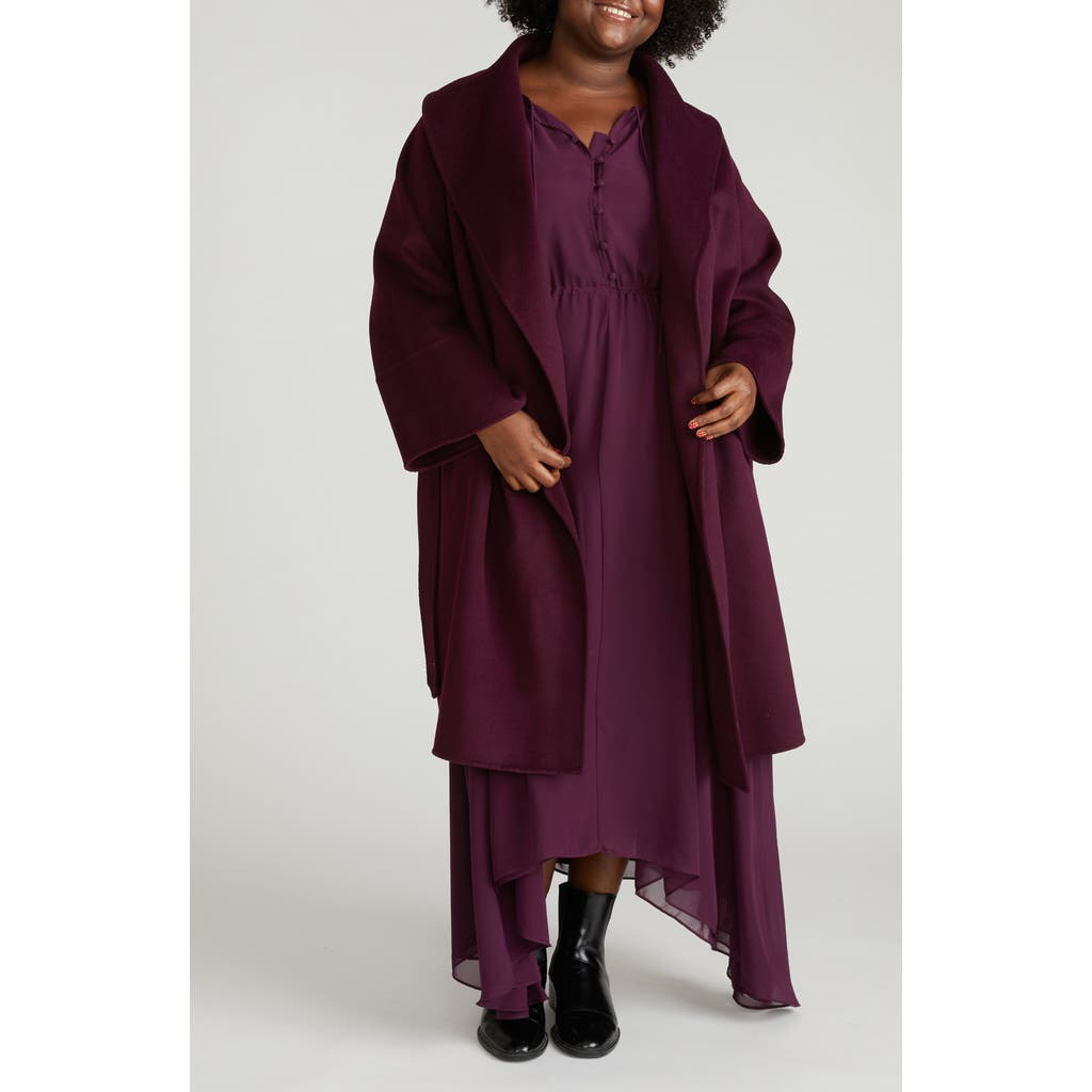 Universal Standard Asha Roll Collar Wool Blend Wrap Coat In Red